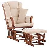 Stork Craft Custom Tuscany Cognac Finish Glider and Ottoman with Free lower lumbar pillow, Beige Cu