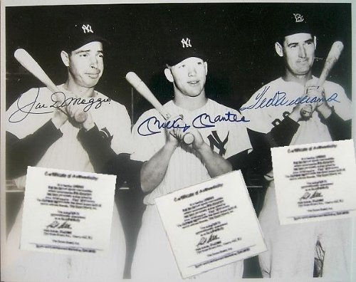 Mickey Mantle Ted Williams Joe Dimaggio Signed Autograph COA