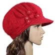 Stylish Gold Thread Jeweled Ball Angora and Acrylic Blend Newsboy Hat - Various Color