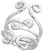 Sterling Silver Hand Made Freeform Wire Ring w/ 2 Beads, 1 1/4 (31mm) wide