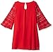My Michelle Girls' Solid Shift Dress with Crochet Inserts and Bell Sleeves