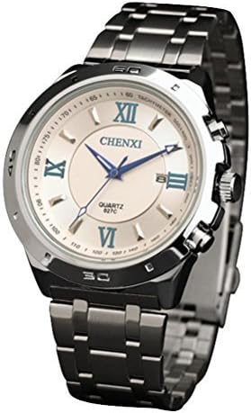 Chenxi Fq-167 Silver Stainless Steel Band Business Man Male Wrist Watches With Calendar White