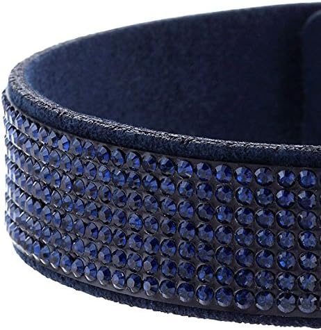Swarovski Bracelet - Crystal on Sueded Leather - Dark Indigo Crystals on Dark Blue Band
