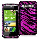 HTC 7/TROPHY BRAND PREMIUM PROTECTOR CASE - BLACK AND HOT PINK ZEBRA