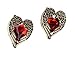 VAGA Cute Stud Earrings Dazzling Vintage Style Bronze Colored Angel Wings Wrapped Around Heart Earrings,ear Studs With Red Rhinestones Crystals Gemstones, Red Heart Shapes Stud Earrings
