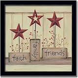 Faith Family Friends Country Star Decor Sign Art Framed