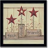 Faith Family Friends Country Star Decor Sign Art Framed by 