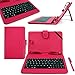 DURAGADGET Deluxe Pink Keyboard Folio Case for the NEW Medion LifeTab S8312 Tablet - Eco-Friendly Faux Leather with Built-In Stand and BONUS Stylus