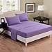 Honeymoon 1800 Brushed Microfiber Embroidered Bed Sheet Set, Ultra Soft, Queen - Light Purple