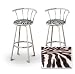 2 Zebra Fabric Print Chrome Swivel Bar Stool Barstools