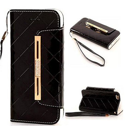 5S Leather,5S Case,5S Cover,iPhone 5S Flip Case,Canica [Black][PU][Card Slots]Leather Case Cover For iPhone 5 5S