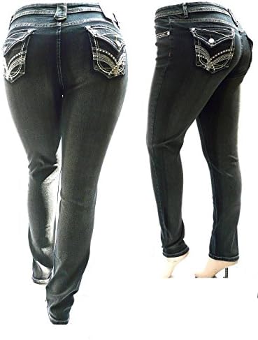NEW DB Stretch BLACK DENIM JEANS HIGH WAIST WOMENS PLUS SIZE SKINNY LEG 39142 (18)