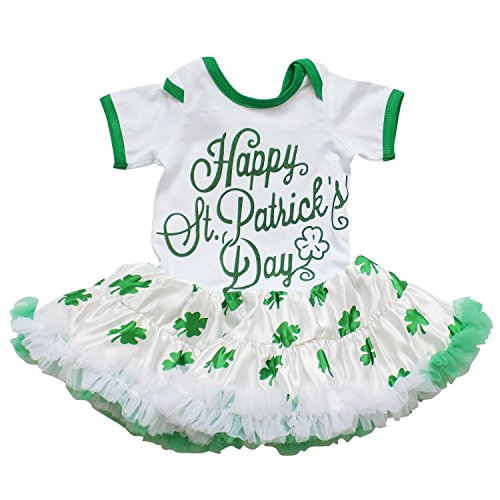 So Sydney Baby Toddler Girls Tutu Chiffon Ruffle Skirted Onesie Shamrock Romper