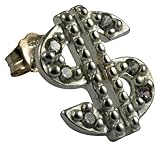Street Cred 106355/000/410 Sterling Silver Gents Single Bling Clear Cubic Zirconia Set Dollar Stud Earring