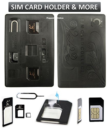 SIM Card Holder Case, Credit Card Style slim & compact for wallet with Micro Nano Sim Card Adapter & Pin Tool, Holds 4 SIM Cards & 1 MicroSD/TF Memory Card SIM Card Holder Case, Credit Card Style slim & compact for wallet with Micro Nano Sim Card Adapter & Pin Tool, Holds 4 SIM Cards & 1 MicroSD/TF Memory Card