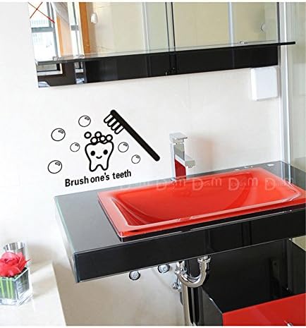 Brush One's Teeth Nursery Wall Decal Vinyl Bathing Training Words Letters Wall Art Stickers for Bathroom