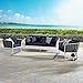 Modway EEI-3165-WHI-NAV-SET Stance Outdoor Patio Aluminum, Sofa and Two Armchairs, White Navy