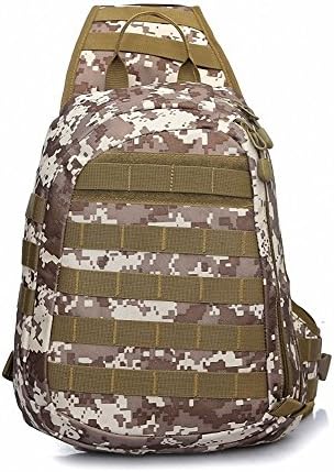 Military Enthusiasts Nylon Unbalance Backpack Crossbody Sling Bag Shoulder Bag Chest Bag for Men (Desert camouflage)