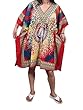 Boho Short Kaftan Women Evening Wear Tunic Red Jewel Caftan Tops One Size