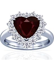 14K White Gold Heart Cut Ruby Ring With Sidestones (GIA Certificate)