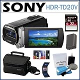Sony HDR-TD20V 64GB Flash Memory HD Handycam 3D Camcorder with 10x Optical Zoom and 3.5-inch LCD Screen + Sony 32GB SDHC + Sony Case + Replacement Battery Pack + Accessory Kit