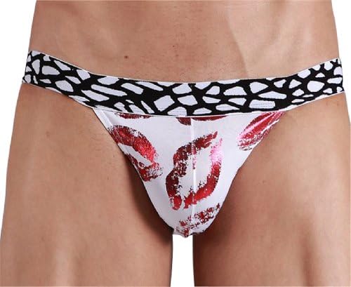 Tragarse Great Valentine's Day Gift:Men's Sexy Hot Lips G-string XBNK008 (L, Red)