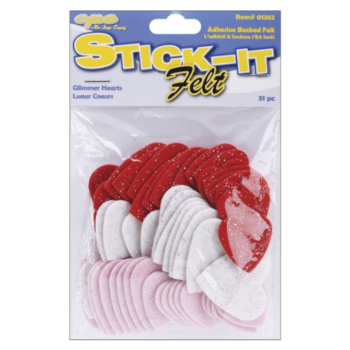 Stick It Felt Glimmer Shapes-Hearts 51/Pkg