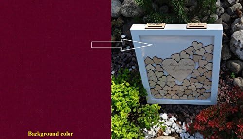 Alternative Guest Book Wedding Guest Book Personalized Drop Top box Heart Guestbook Custom wedding guestbook Memory Box White Guestbook (150 hearts, Burgundy)