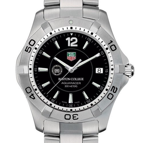 TAG HEUER watch:Boston College TAG Heuer Watch - Men's Steel Aquaracer with Black Dial at M.LaHart Images