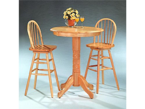 3pc Natural Finish Wood Stool Set