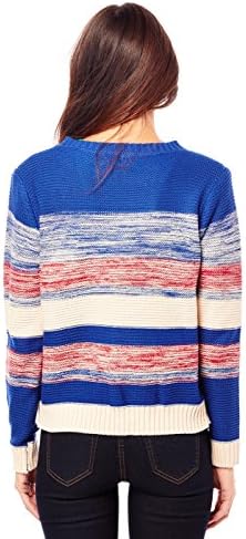 Womens Ladies Juniors Nice Clothing Striped Winter Sweaters Tops 111669a-z01 (M, Blue/Multi)