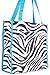 World Traveler Zebra Print Medium Travel Tote Bag, Black and White with Blue Trim