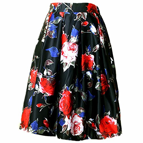 Ysj women s high waist a-line pleated skater skirt flor…