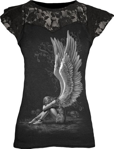 Spiral - Womens - ENSLAVED ANGEL - Lace Layered Cap Sleeve Top Black