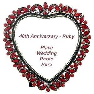 40th Anniversary Ruby Heart Frame - 40th Ruby Wedding Anniversary Gift