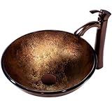 Vigo Industries VGT152 Liquid Copper Glass Faucet Vessel Sink, Bronze