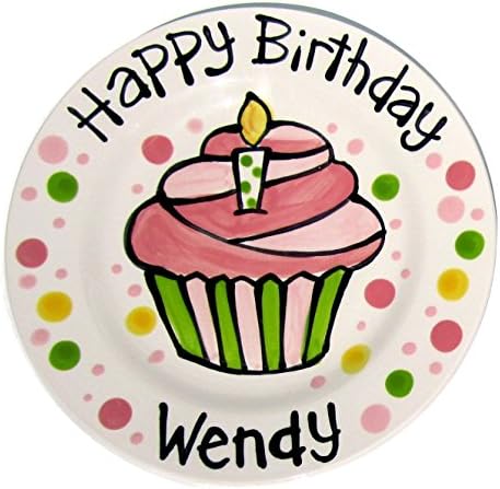7" Pink Cupcake Personalized Happy Birthday Plate
