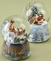 Set of 2 Musical Santa Claus with Sleigh Christmas Snow Globe Glitterdomes