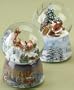 Set of 2 Musical Santa Claus with Sleigh Christmas Snow Globe Glitterdomes