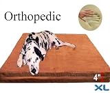 40″X35″X4″ 100% Orthopedic Brown Microsuede Waterproof Memory Foam Pad Dog Pet Bed – Extra Large