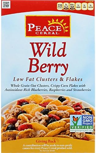 Peace Cereals Cereal - Clusters and Flakes - Low Fat - Wild Berry - 10 oz - case of 6 - - - - - -