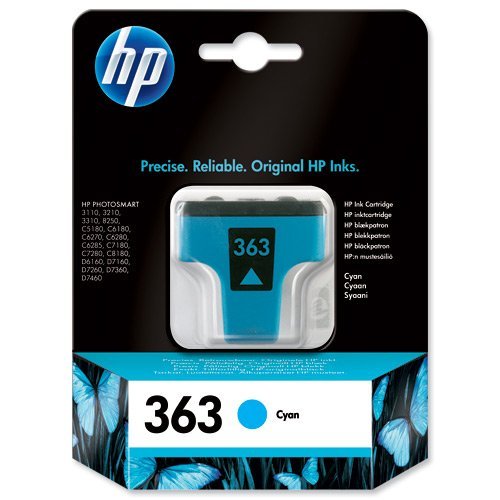 HP Original 363 Cyan Inkjet Print Cartridge (C8771EE)
