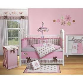 Banana Fish Baby Grace 10pc Crib Bedding Set, Girl, Pink Brown New