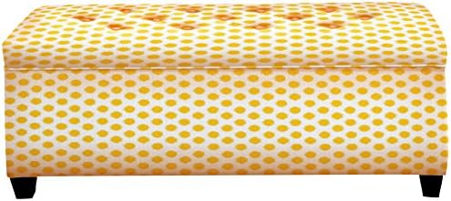 The Sole Secret Jojo Yellow Button Tufted Shoe Storage Bench, Large