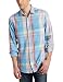 Original Penguin Men's Long Sleeve Heritage Slim Fit Shirt, Azure Blue, X-Large