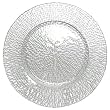 Clear Glass Rattan Design Dinner Plate 13" D Set of Two