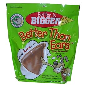 Better Than Ears Premium Dog Treats, Smoky Bacon Flavor, 36-Count Pouch