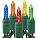 Multi-Color - 120 Volt - 50 LED Bulbs - M5 Shape - Length 25.17 ft.- Bulb Spacing 6 in. - Green Wire - Christmas Mini Light String - Superior Holiday Lighting 1100107