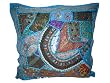 Indian Vintage Sari Patchwork Beaded Azure Floor Pillow Cover 24" Free Shipp