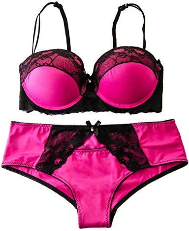 Caramel Cantina Curvy Longline Push-Up Bra with Matching Hipster Panties (38D-2X, Pink)